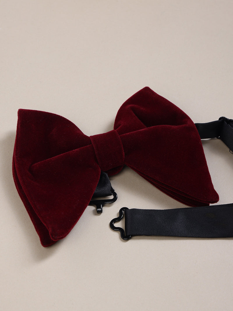 Maroon Solid Velvet Bowtie