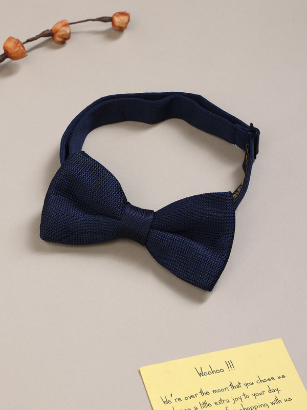 Navy Blue Solid Knitted Bowtie
