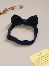 Navy Blue Solid Knitted Bowtie
