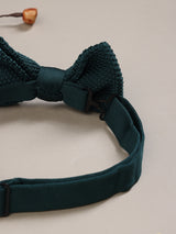 Dark Green Solid Knitted Bowtie