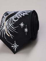Black Hand-Painted Woven Necktie – Celestial Phoenix