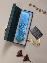 Sky Blue Hand-Painted Woven Necktie – Fish Pattern