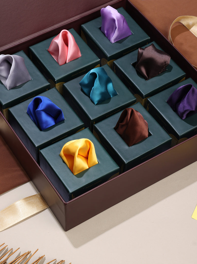 The Solid Statement: 9-Piece Pocket Square Set