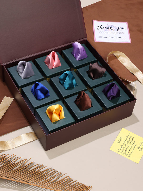 The Solid Statement: 9-Piece Pocket Square Set