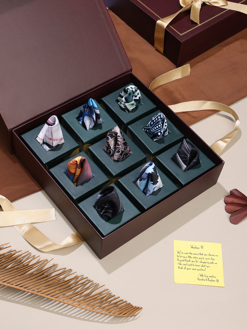 The Elite Edition: 9-Piece Designer Pocket Square Collection
