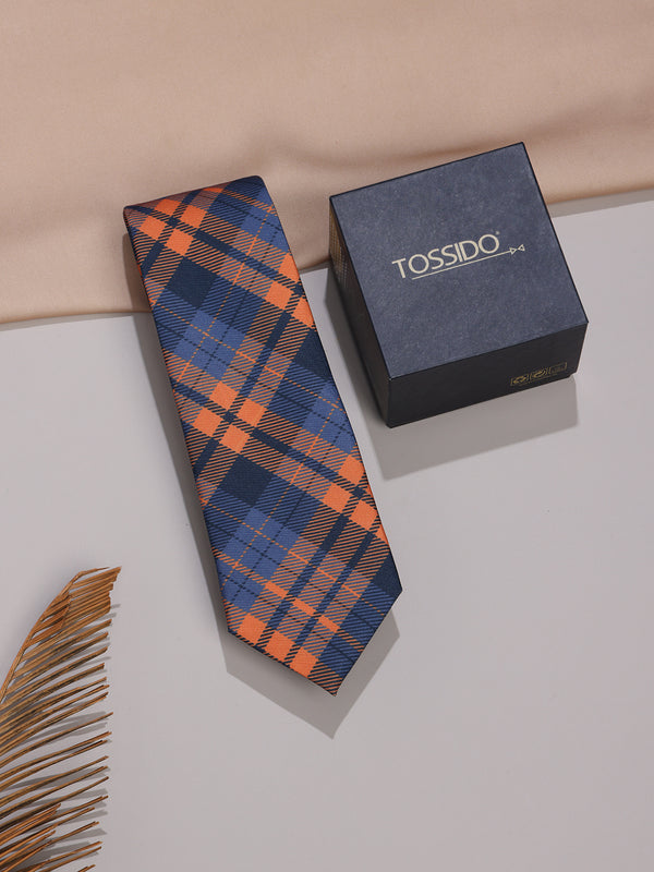 Blue & Orange Micro Fiber Necktie
