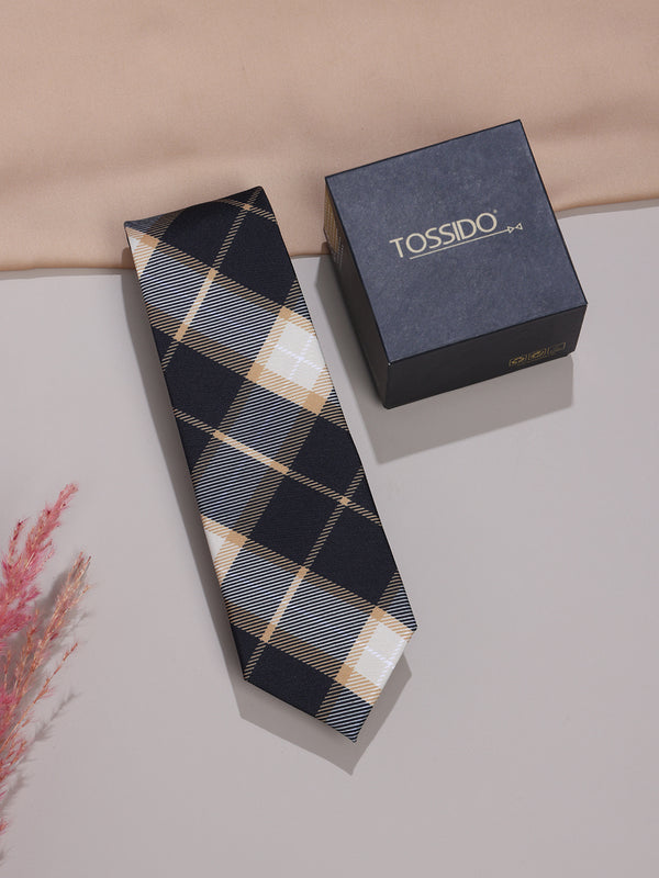 Beige & Black Micro Fiber Necktie