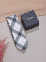 White Checks Micro Fiber Necktie