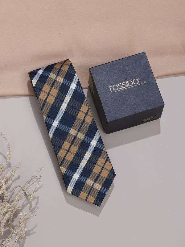 Blue & Mustard Micro Fiber Necktie