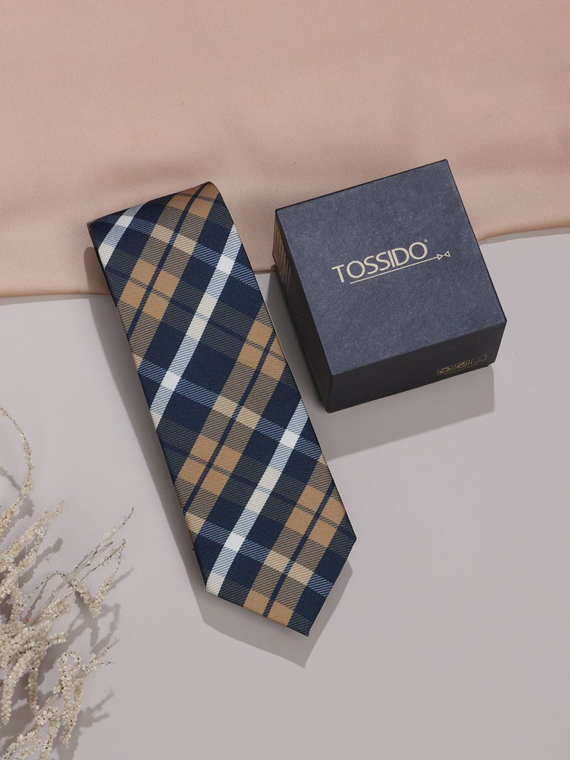 Blue & Mustard Micro Fiber Necktie