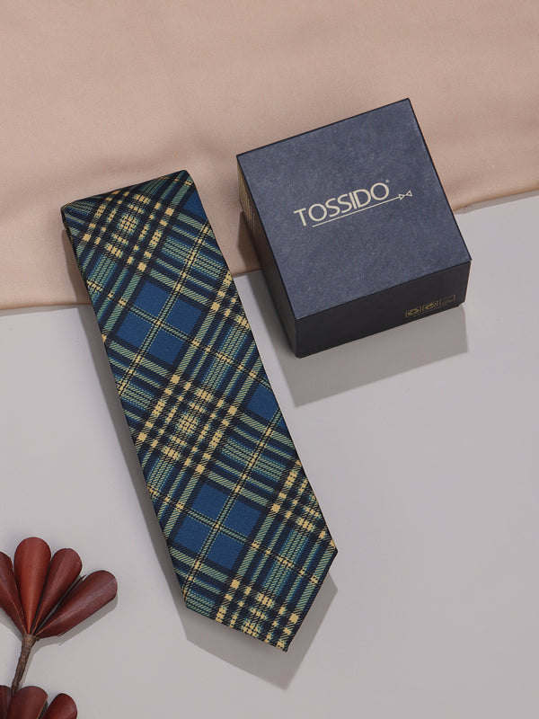 Blue & Yellow Micro Fiber Necktie