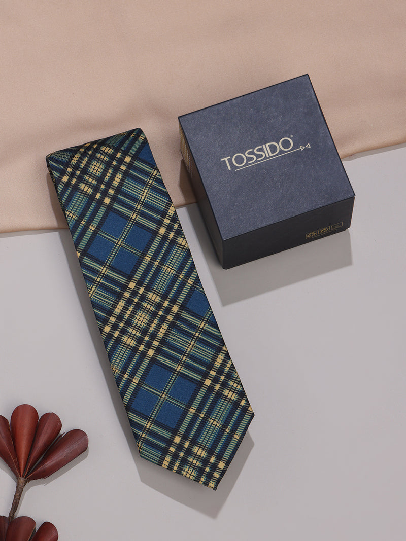 Blue & Yellow Micro Fiber Necktie