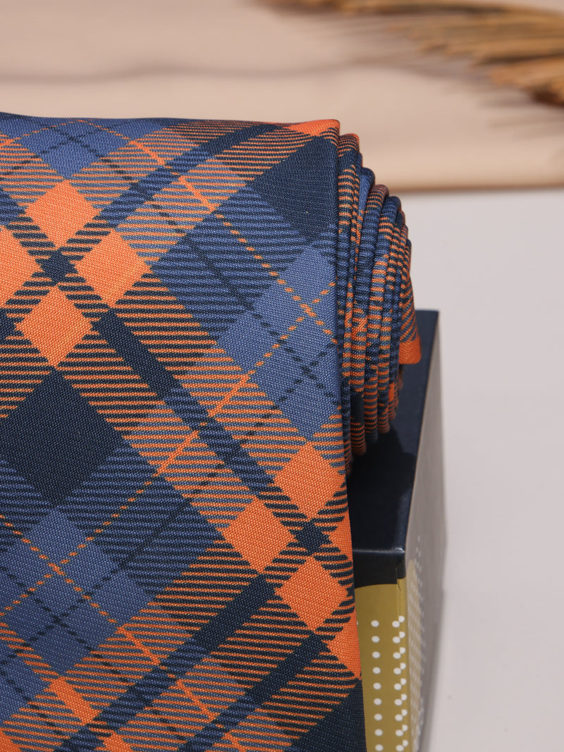 Blue & Orange Micro Fiber Necktie
