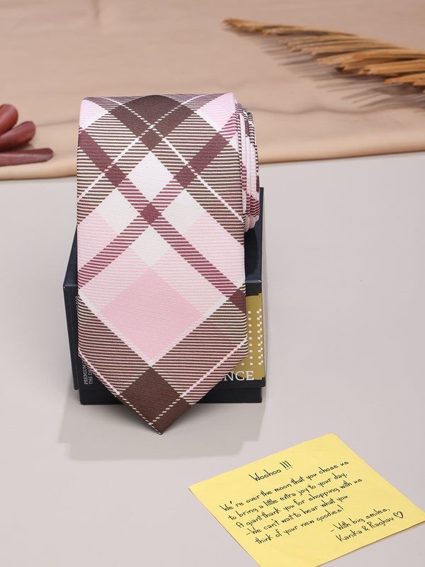 Brown & Pink Micro Fiber Necktie