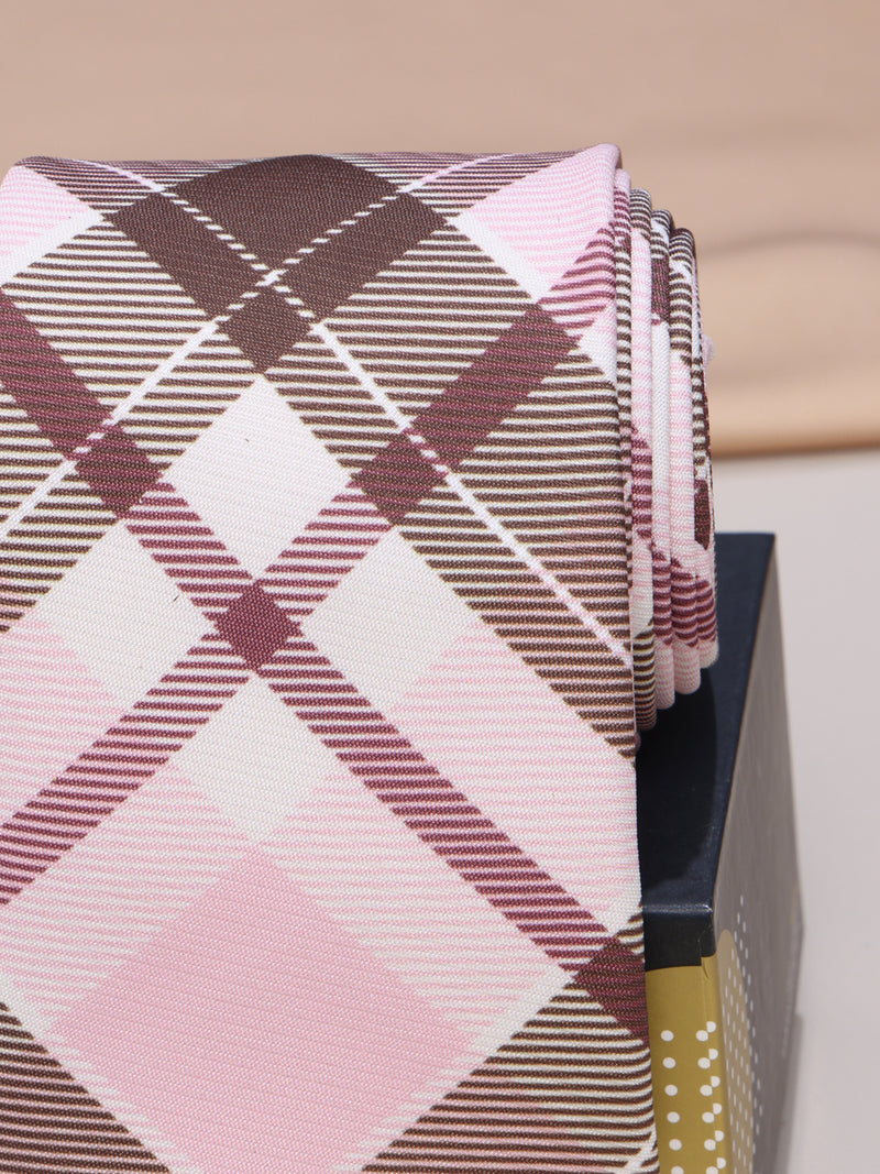 Brown & Pink Micro Fiber Necktie
