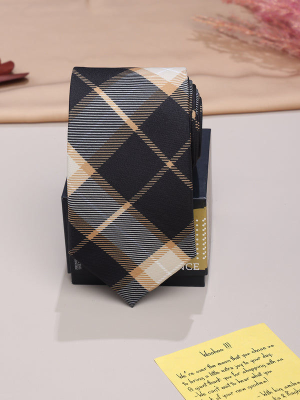 Beige & Black Micro Fiber Necktie