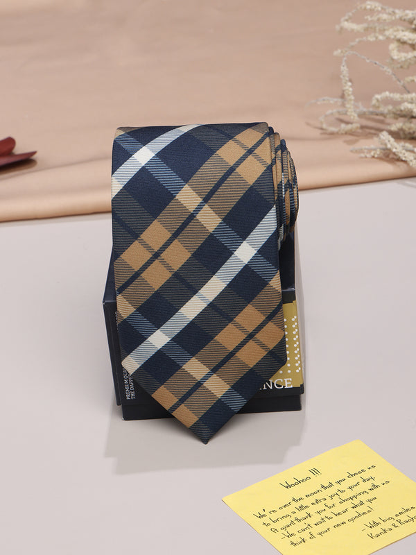 Blue & Mustard Micro Fiber Necktie