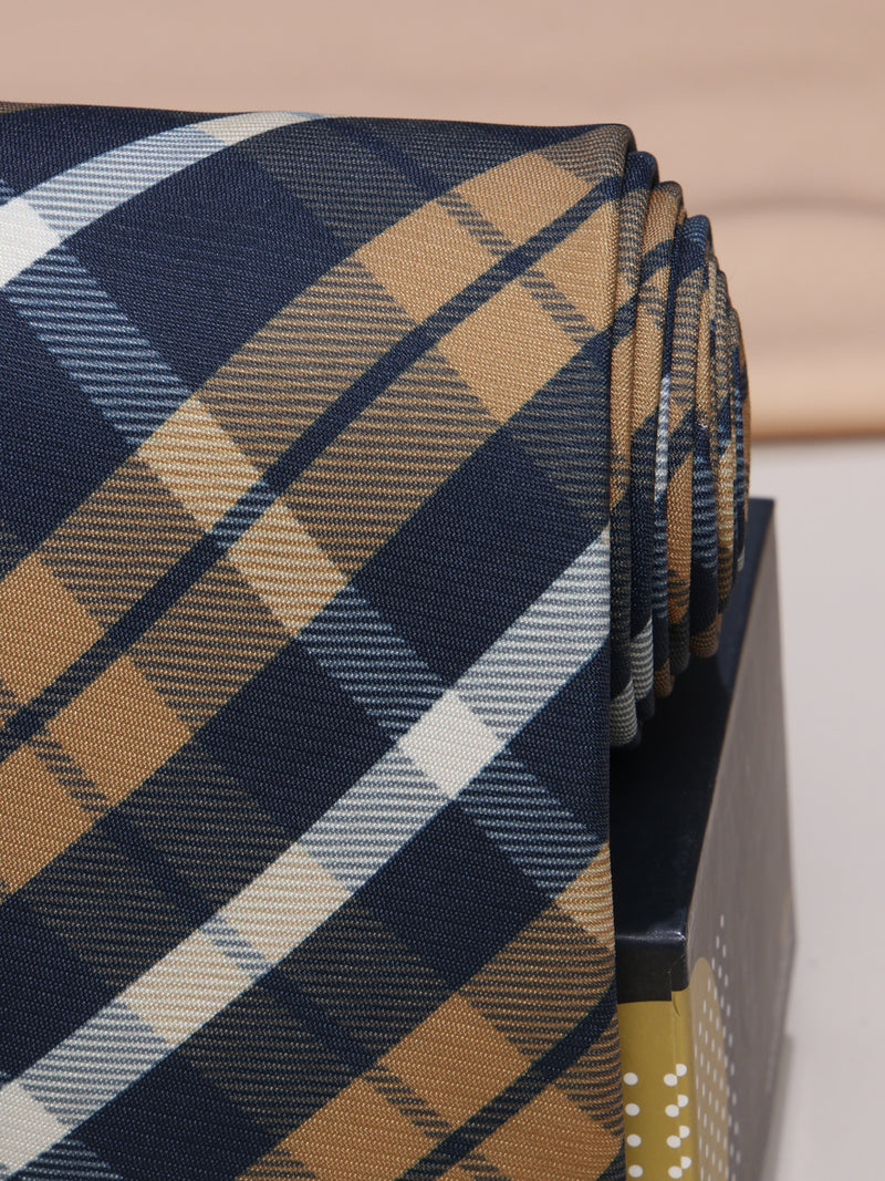 Blue & Mustard Micro Fiber Necktie