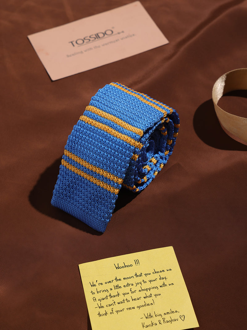 Blue Stripe Knitted Necktie