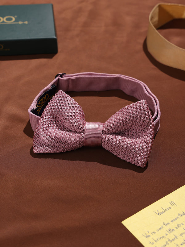 Dusty Pink Solid Knitted Bowtie