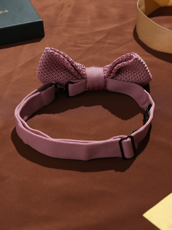 Dusty Pink Solid Knitted Bowtie