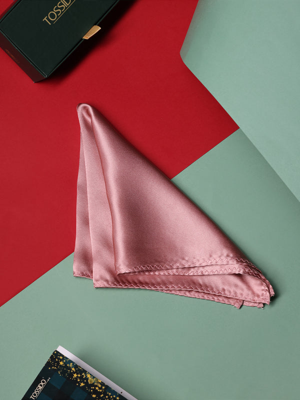 Puce Pink Solid Silk Pocket Square