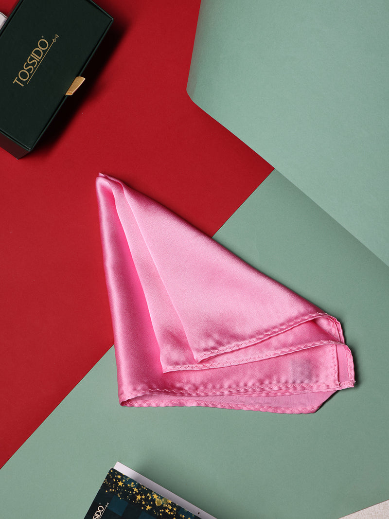 Flamingo Pink Solid Silk Pocket Square