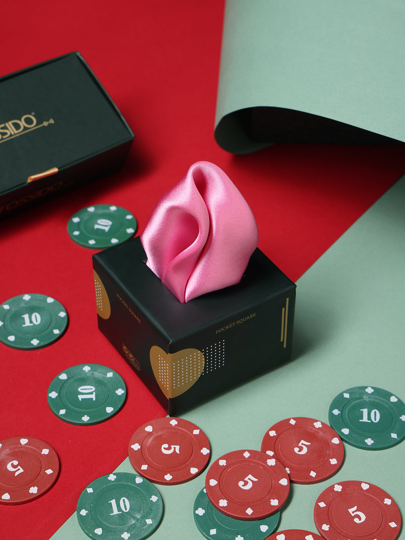 Flamingo Pink Solid Silk Pocket Square