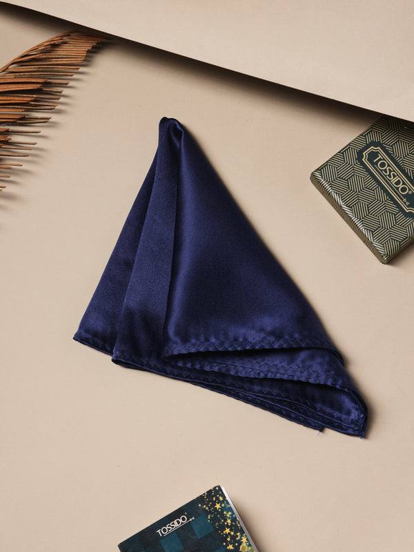 Space Blue Solid Silk Pocket Square