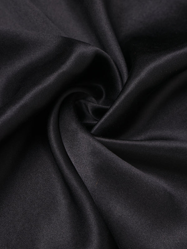 Black Solid Silk Pocket Square