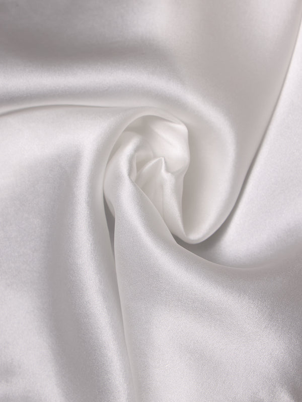 White Solid Silk Pocket Square