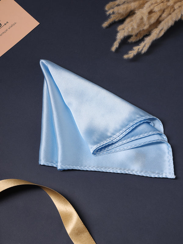 Sky Blue Solid Silk Pocket Square