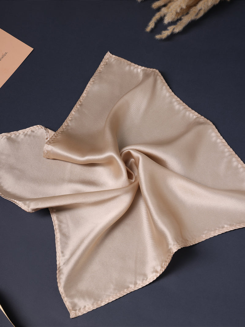 Light Beige Solid Silk Pocket Square