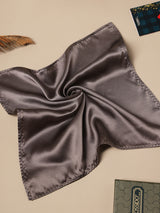 Dark Grey Solid Silk Pocket Square