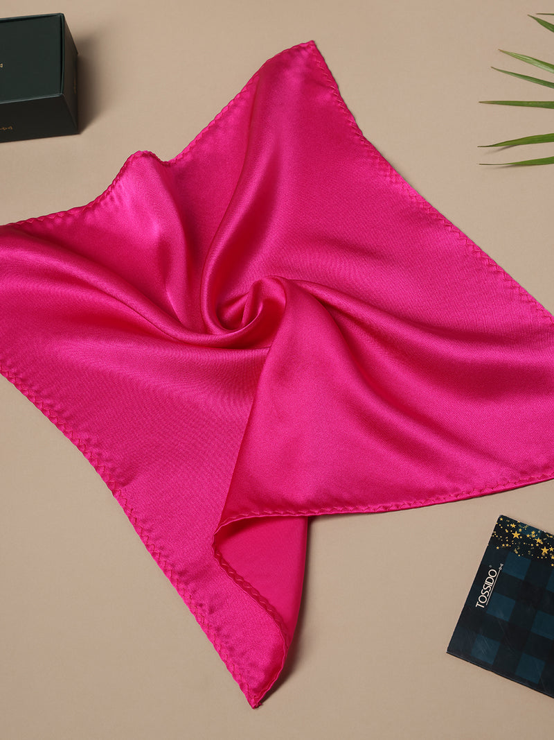 Fuchsia Pink Solid Silk Pocket Square