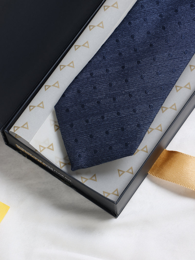 Blue Dots Woven Silk Necktie