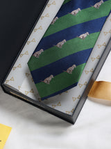 Blue & Green Stripe Woven Silk Necktie