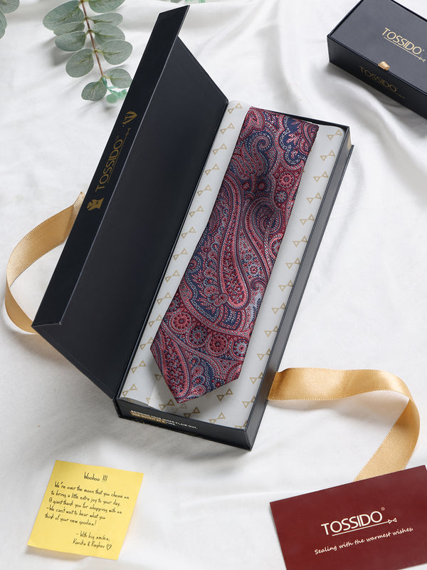 Maroon Paisley Woven Silk Necktie