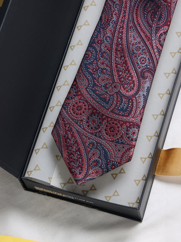 Maroon Paisley Woven Silk Necktie