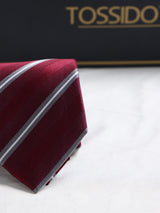 Maroon Stripe Woven Silk Necktie