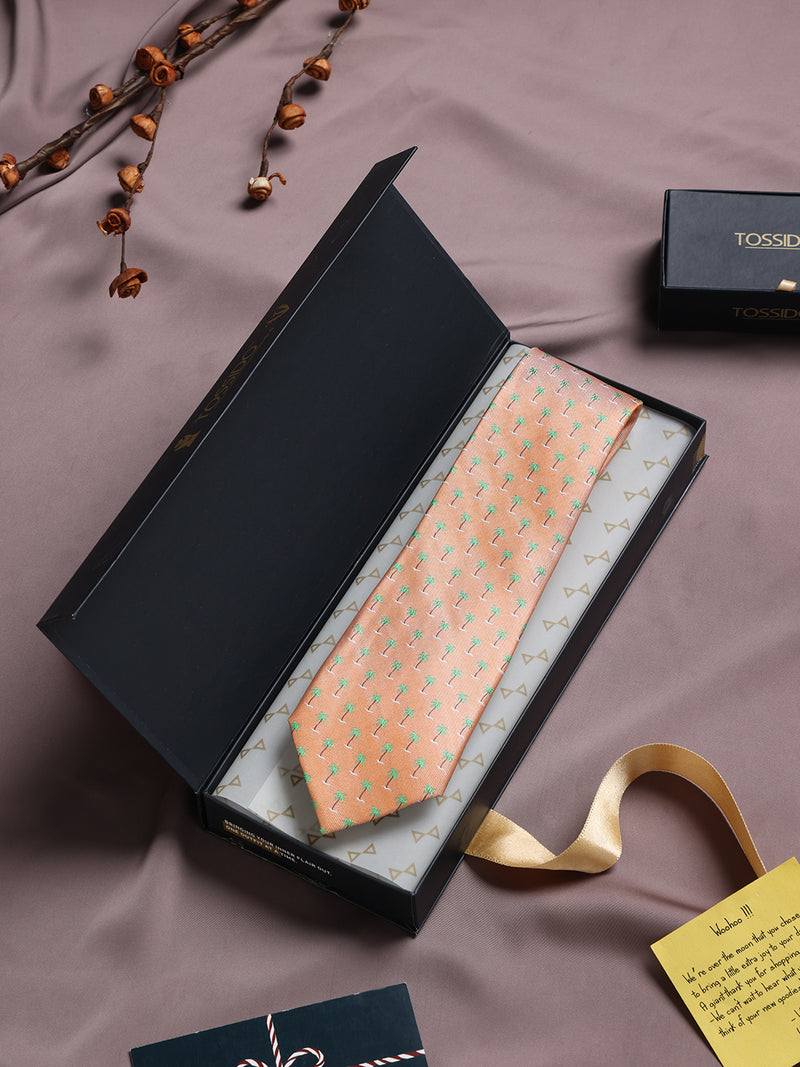 Orange Tree Woven Silk Necktie