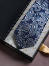 Blue Paisley Woven Silk Necktie