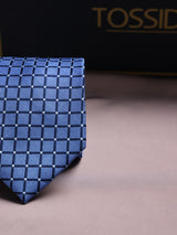 Blue Check Woven Silk Necktie