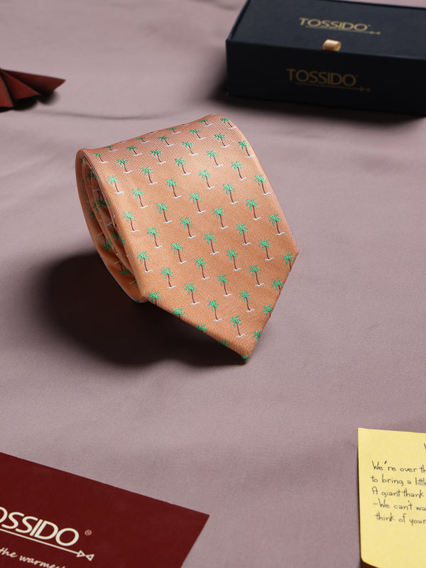 Orange Tree Woven Silk Necktie