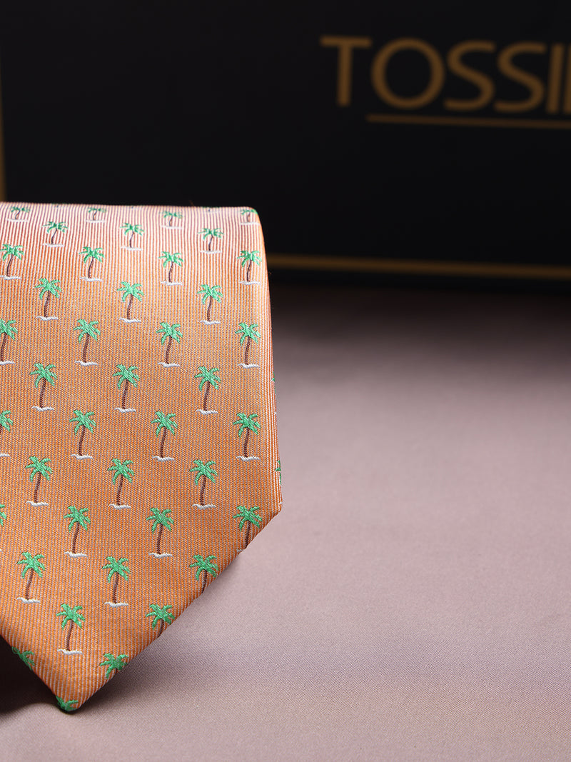 Orange Tree Woven Silk Necktie