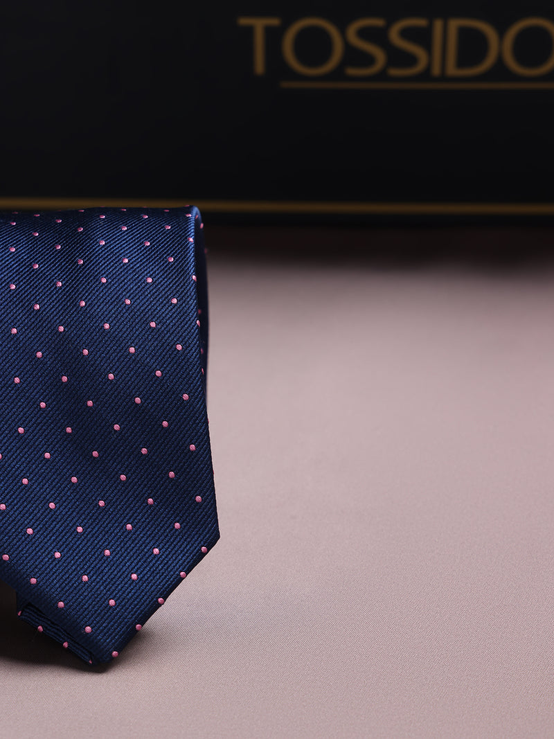 Blue Dots Woven Silk Necktie