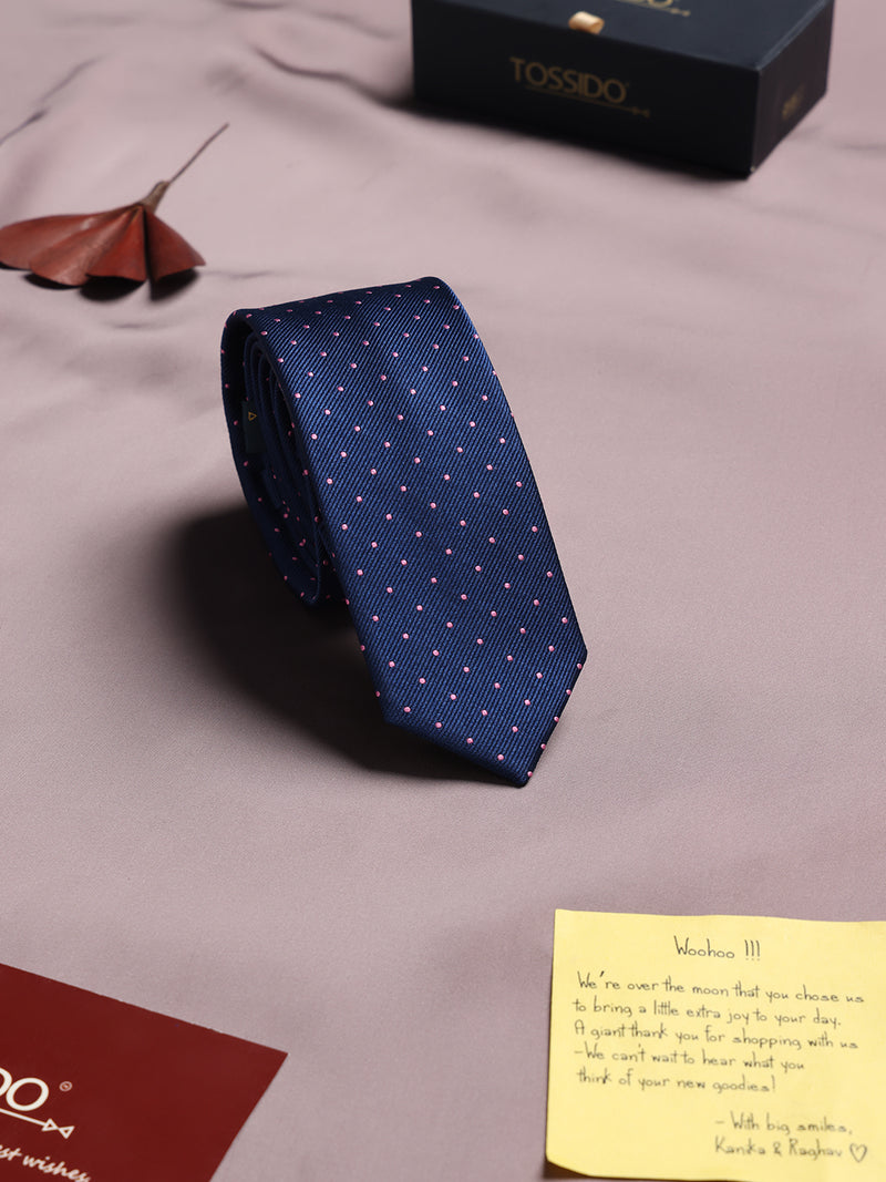 Blue Dots Woven Silk Necktie