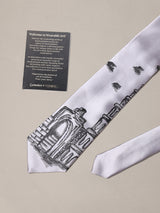 Silver Hand-Painted Woven Necktie – Historic Building