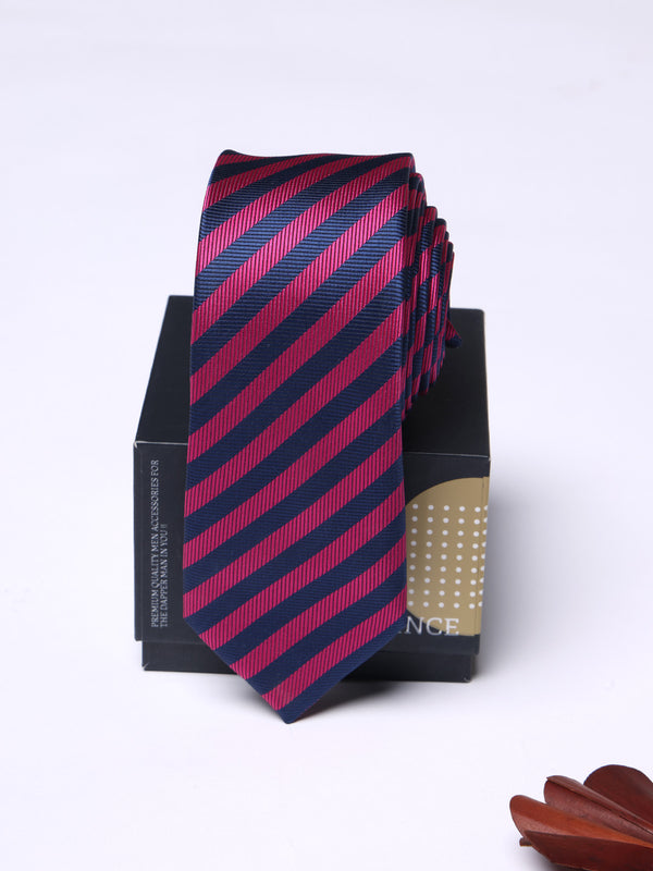 Pink & Blue Stripe Skinny Necktie