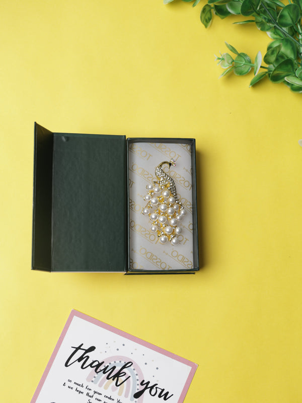 Peacock Pearl Brooch
